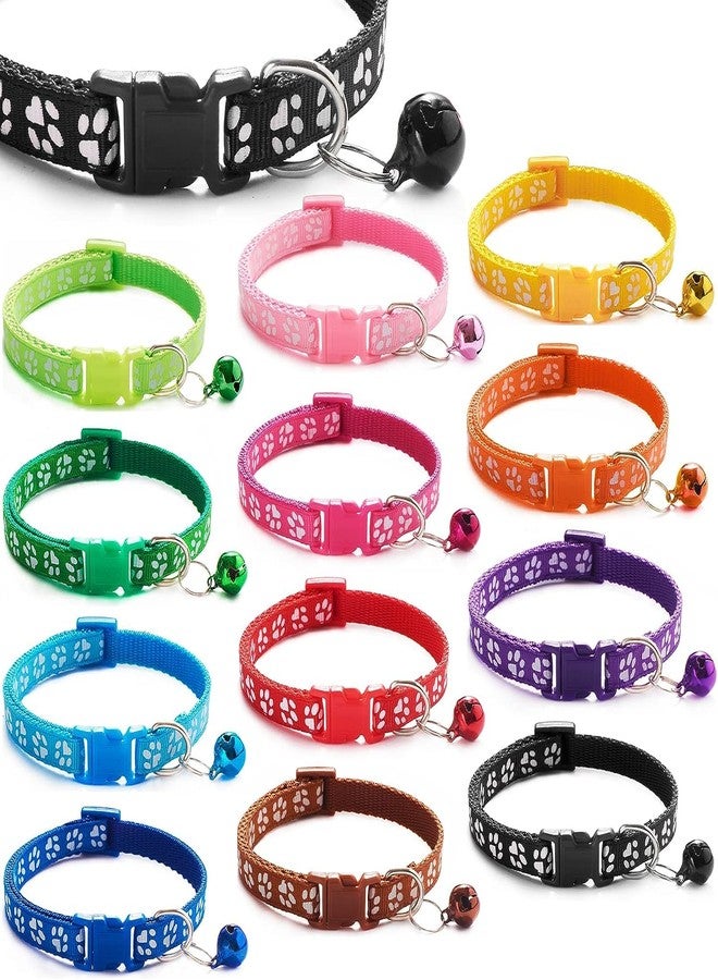 RoverPets Paw Print Puppy & Cat Collar Set |Adjustable Safety Collars with Quick-Release Buckle | Soft and Lightweight Leash-Ready Design for Small Pets 2-Pcs (Paw Print 15mm) - Image 1